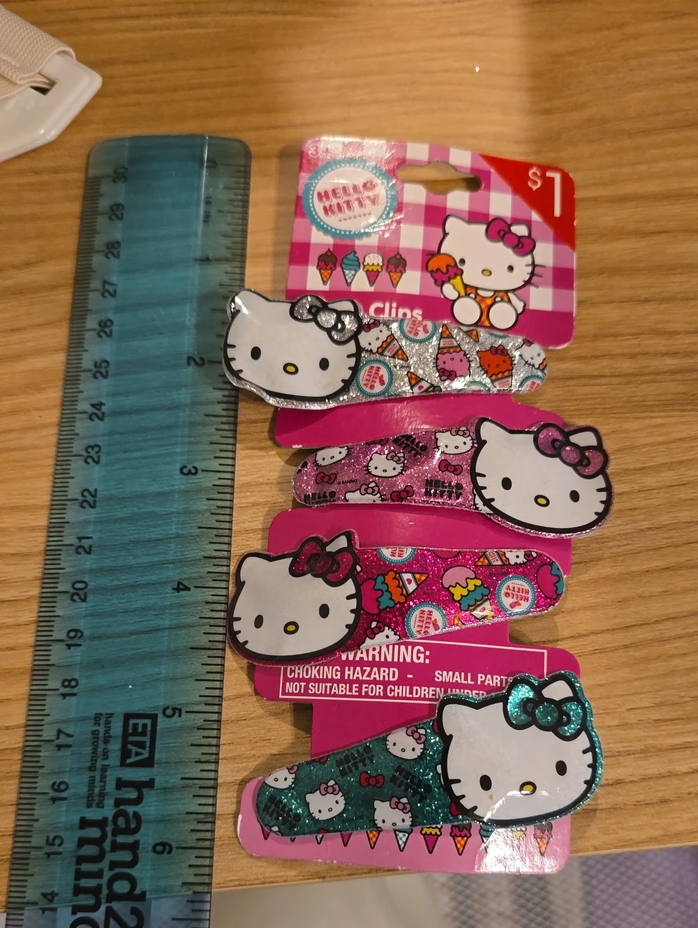 Hello Kitty Pink and Teal Glitter Snap Clip Pack - Kids Accessories